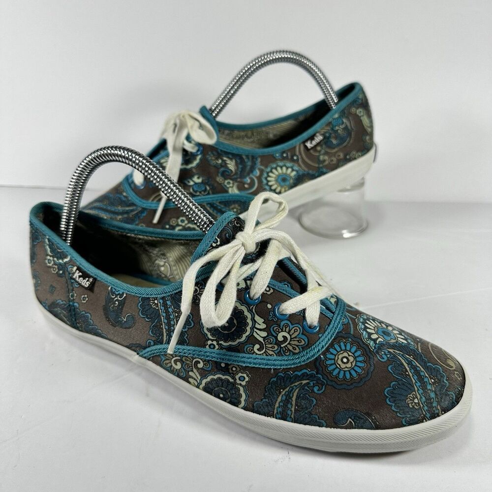 Keds Champion Paisley Canvas Sneakers Women’s Size 9 Blue Brown WF34065M Low Top